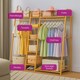 image 4 of Neo Natural Bamboo Freestanding Open Clothes Rack Storage Rail Coat Stand Shelf Hanging Entryway Bedroom Bathroom and Office