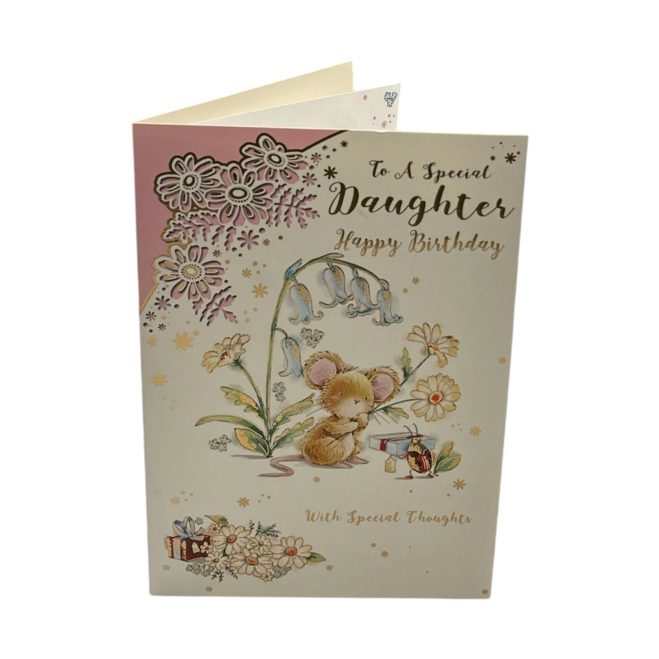 image 1 of To Dear Daughter Cute Mouse with Flowers Design Birthday Card
