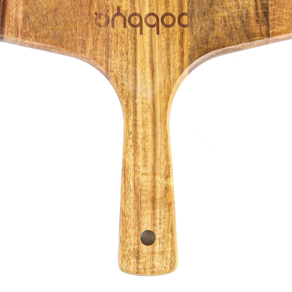 image 1 of BobbyQ 30cm Wooden Pizza Peel - Large Food Board Serving Transfer Platter with Paddle Handle