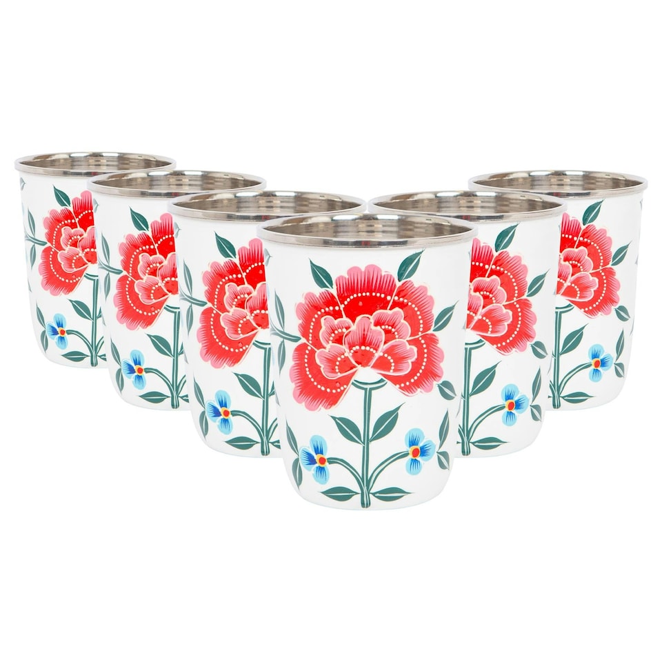 image 1 of BillyCan Hand-Painted Picnic Cups - 300ml - Cotton Peony White