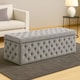 image 1 of 180cm Wide Lux Ottoman Storage Box, Silver Velvet Upholstered Chesterfield Storage Ottoman Box