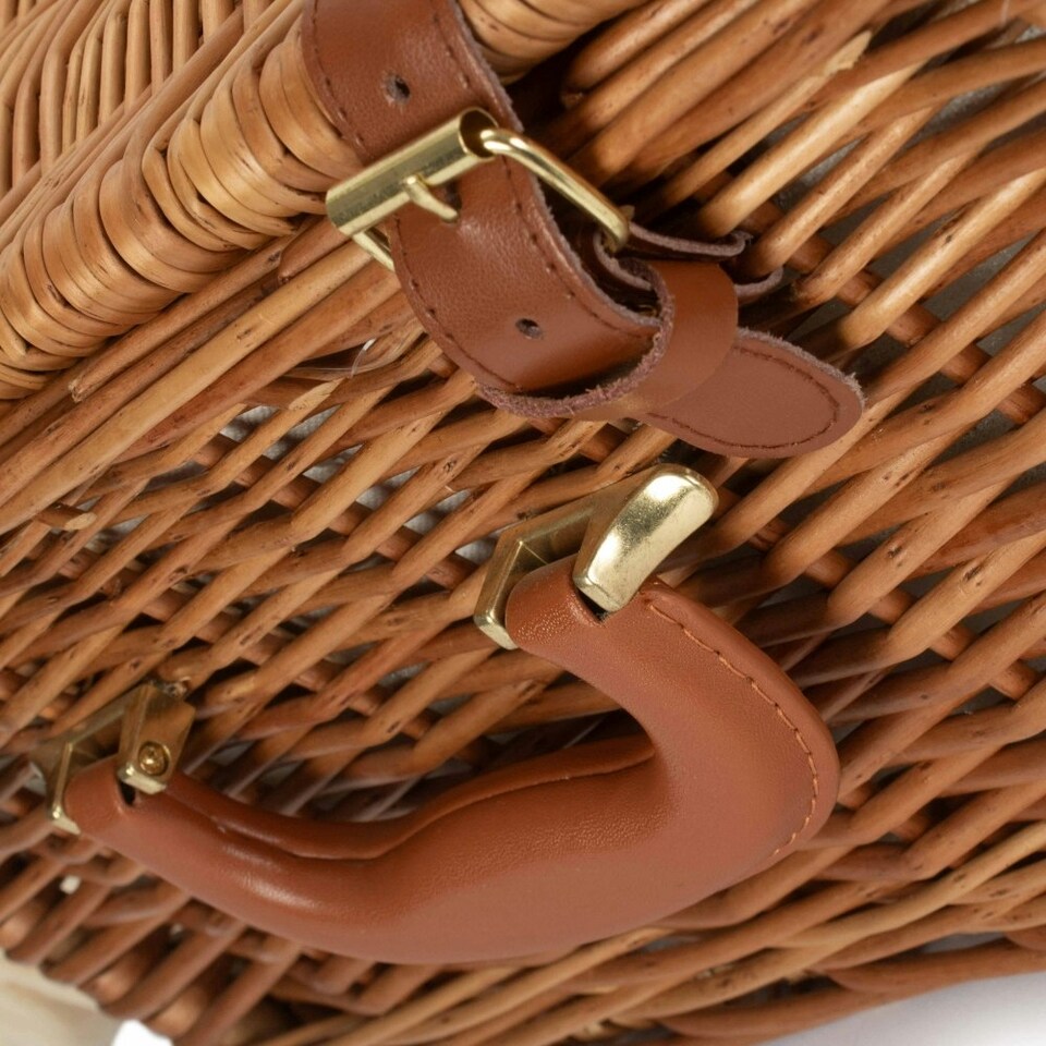 image 1 of Deluxe Fully Fitted 2 Person Traditional Picnic Basket | White | White | 1