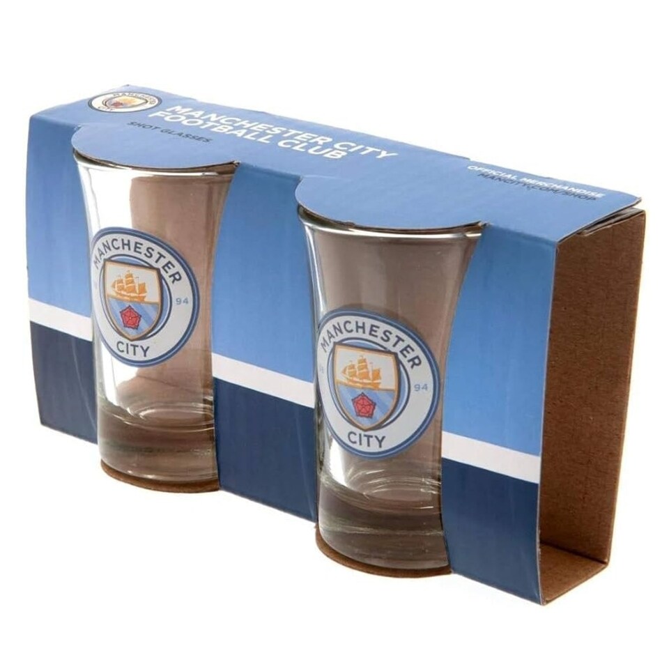 image 1 of Manchester City FC Shot Glasses 2pk Clear