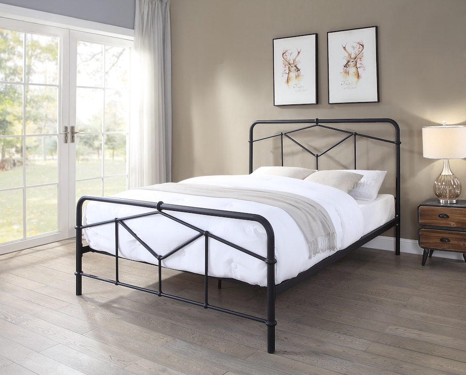 image 1 of Axton Double 4ft 6 Black Metal Bed Frame