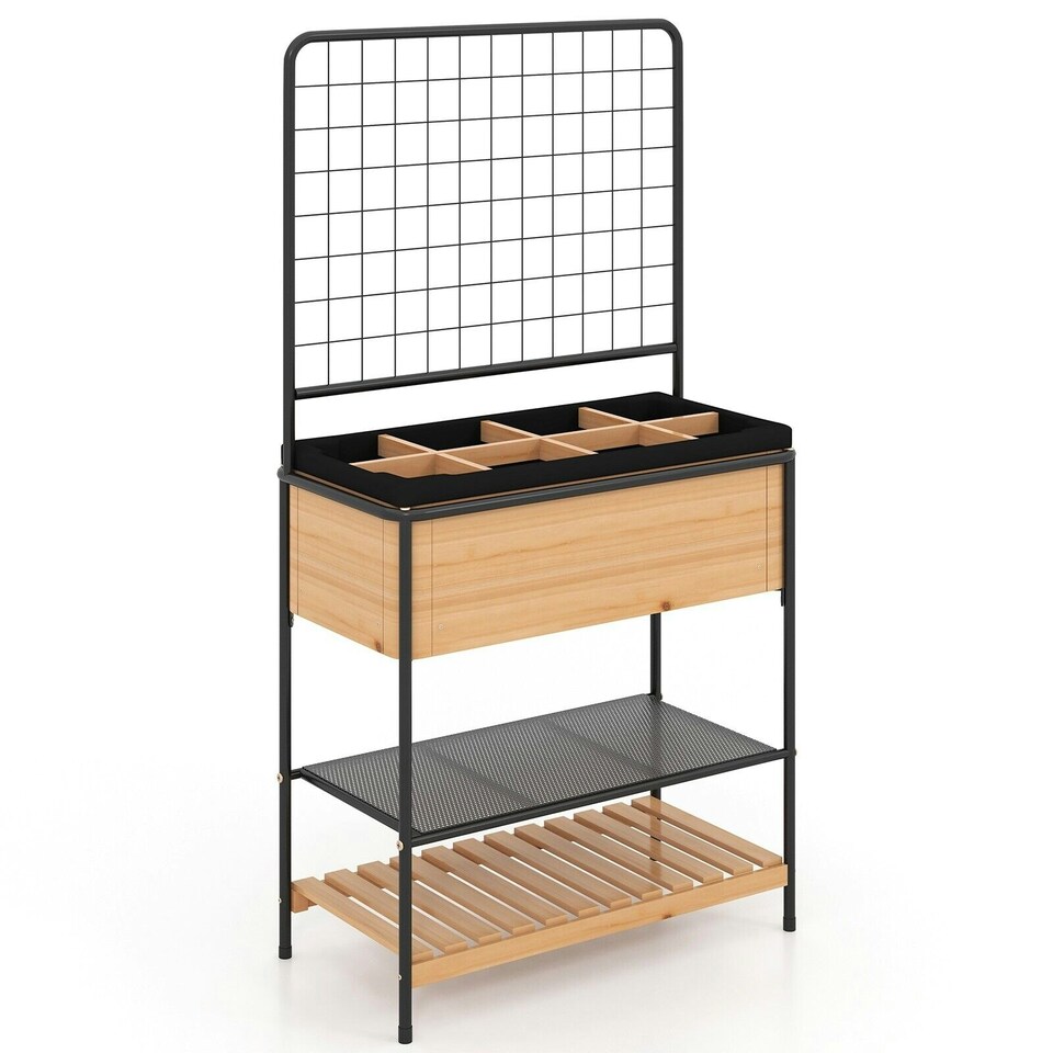 image 1 of COSTWAY Raised Garden Bed Planter Box with 2-tier Shelves N/A