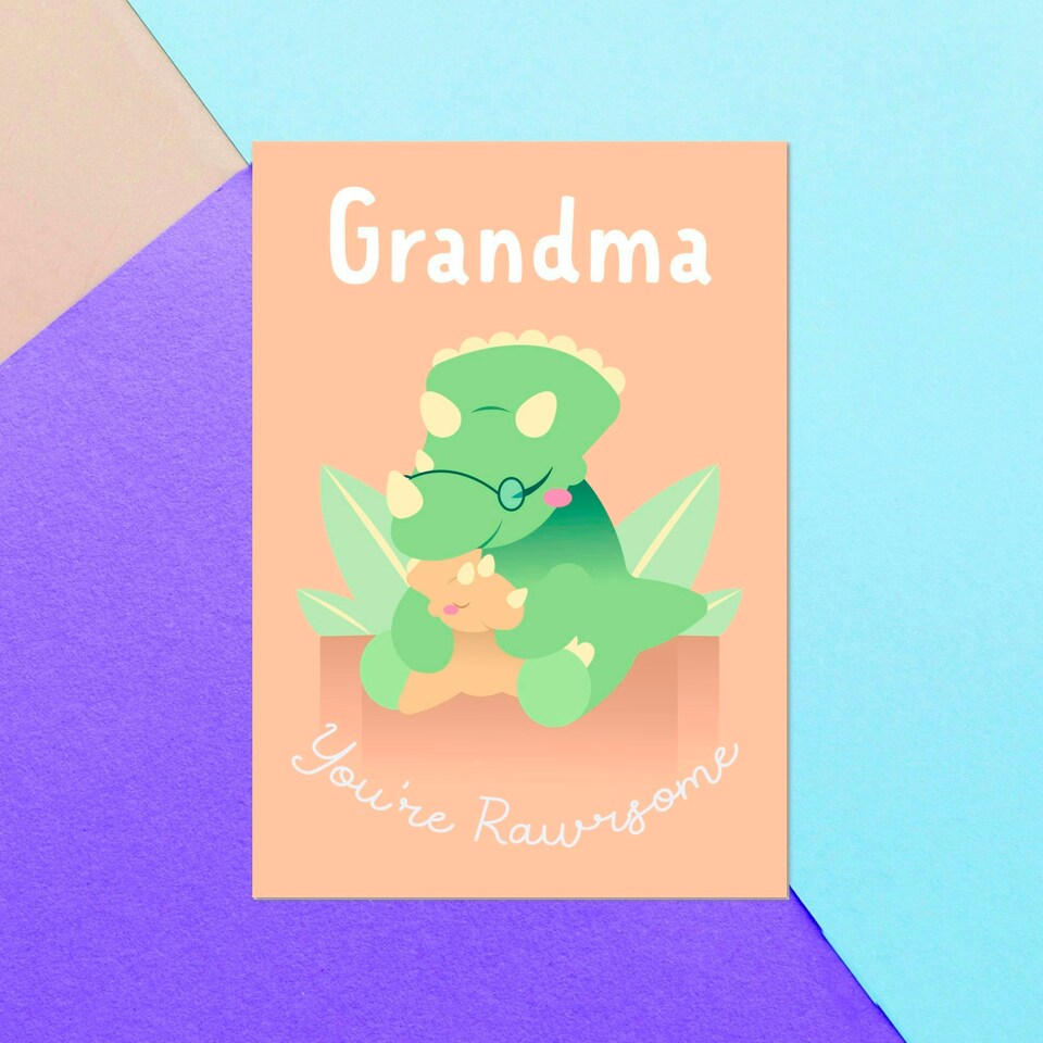 Grandma You're Rawrsome Greetings Card