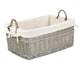 image 1 of Medium Shallow Antique Wash Lined Storage Wicker Basket | White | White