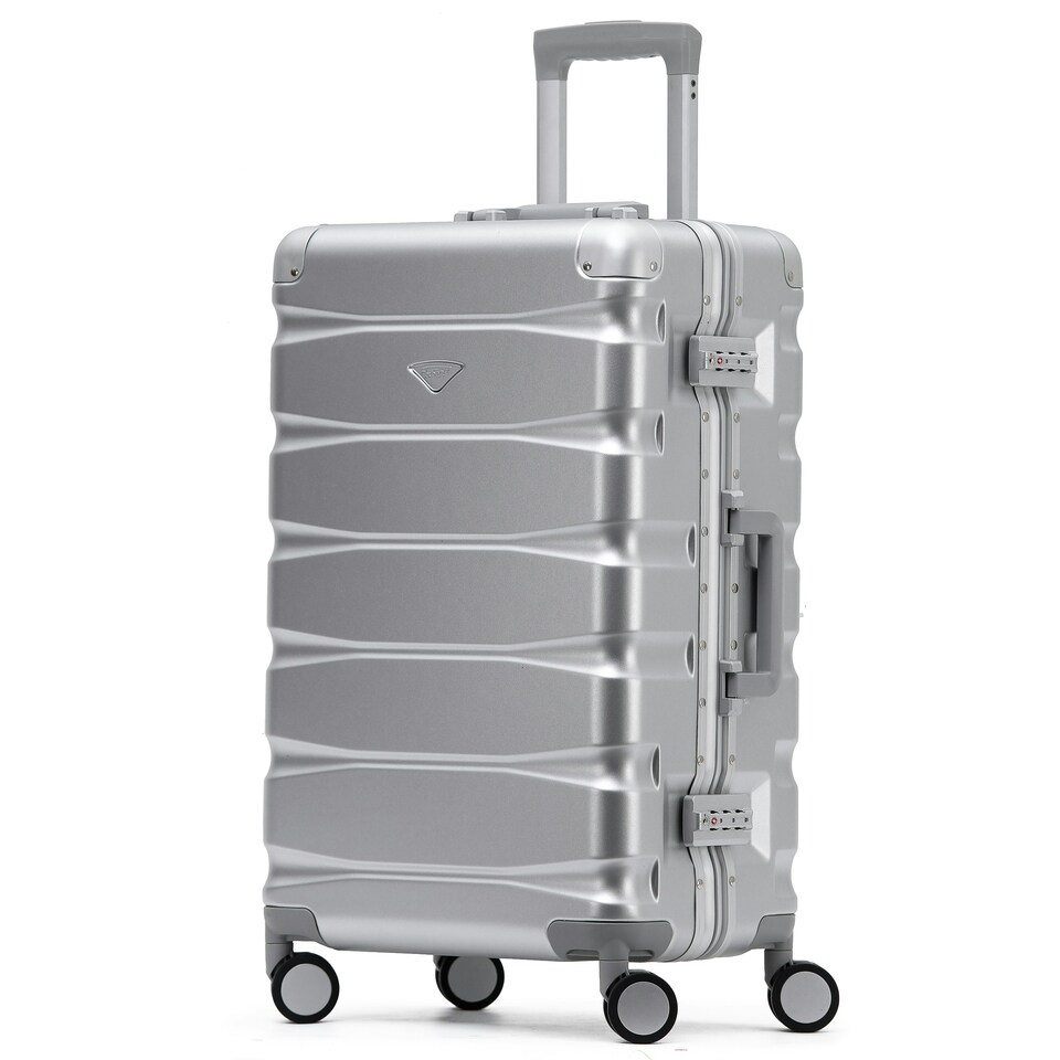 image 1 of Flight Knight Premium Travel Suitcase - 8 Wheels Built-in TSA Lock Aluminium Frame, ABS Hard Shell Carry on Check in Luggage - 100+ Airlines Approved Black | Black Mono | Large