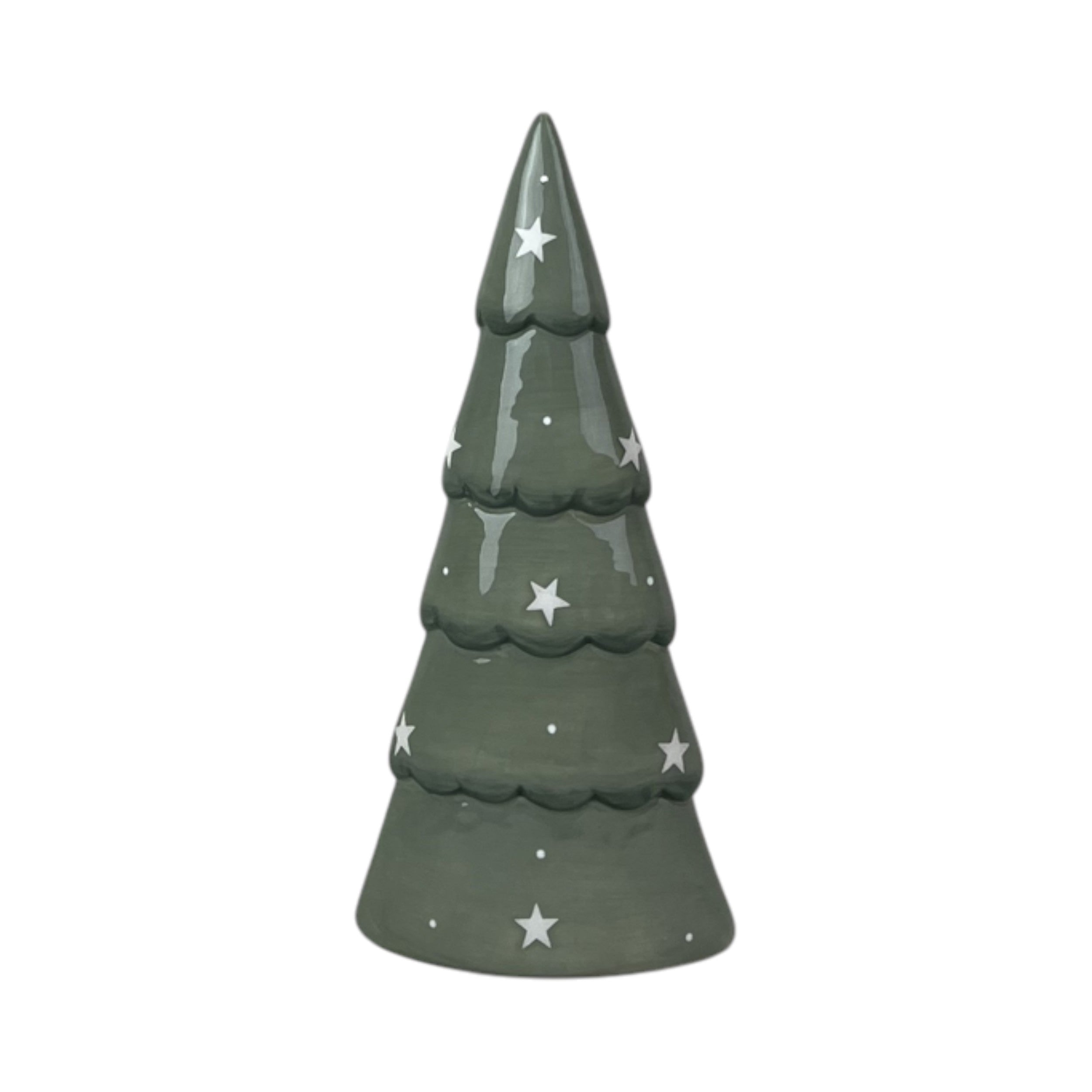 Four Candle Light Green Ceramic Christmas Tree Decoration 27cm