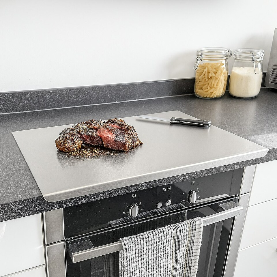 image 1 of Argon Tableware Stainless Steel Counter Edge Chopping Board - 60 x 40cm Silver