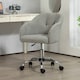 image 2 of HOMCOM Vanity Swivel Chair, Teddy Fleece Office Desk Chair with Adjustable Height for Home, Study, Bedroom, Makeup, Grey