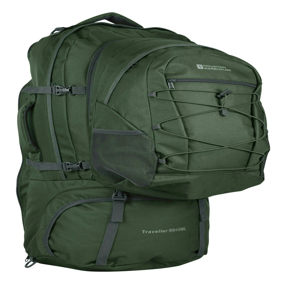 image 1 of Mountain Warehouse Unisex Traveller 60 + 20L Rucksack Durable Sports Backpack Green | Green