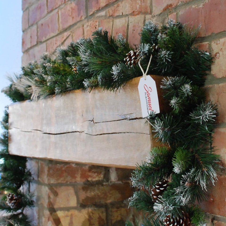 image 1 of 270cm x 25cm Samuel Alexander Frosted Glacier Christmas Garland with Pine Cones