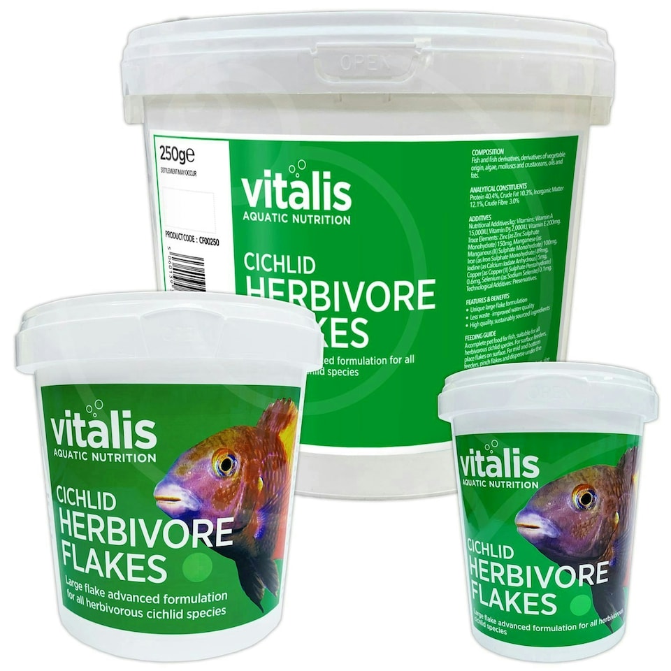 image 1 of Vitalis Cichlid Herbivore Flakes Clear