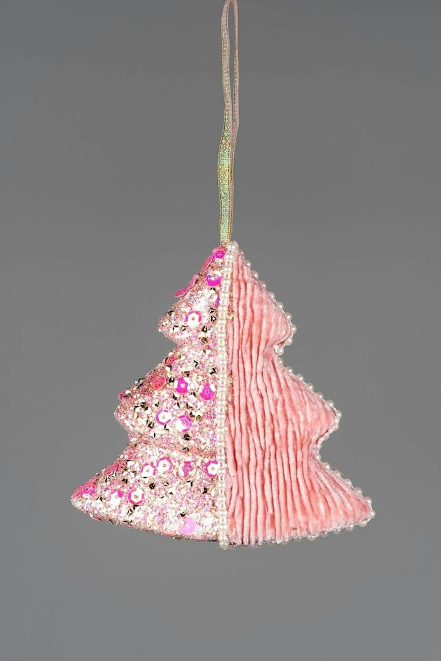 image 1 of 12cm Tree Baby Pink - Christmas Hanging Decoration