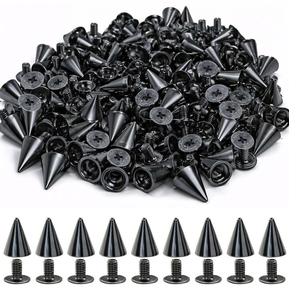 image 1 of 7x10mm Cone Spike Studs Screw Back for Leather Craft - 50pcs