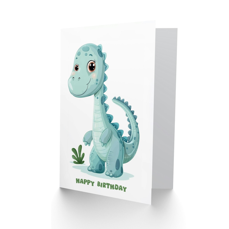 image 1 of Cute Dinosaur Cartoon Kids Girl Boy Child Baby Birthday Card