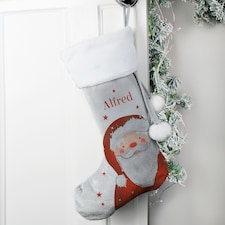 Personalised Santa Silver Grey Stocking