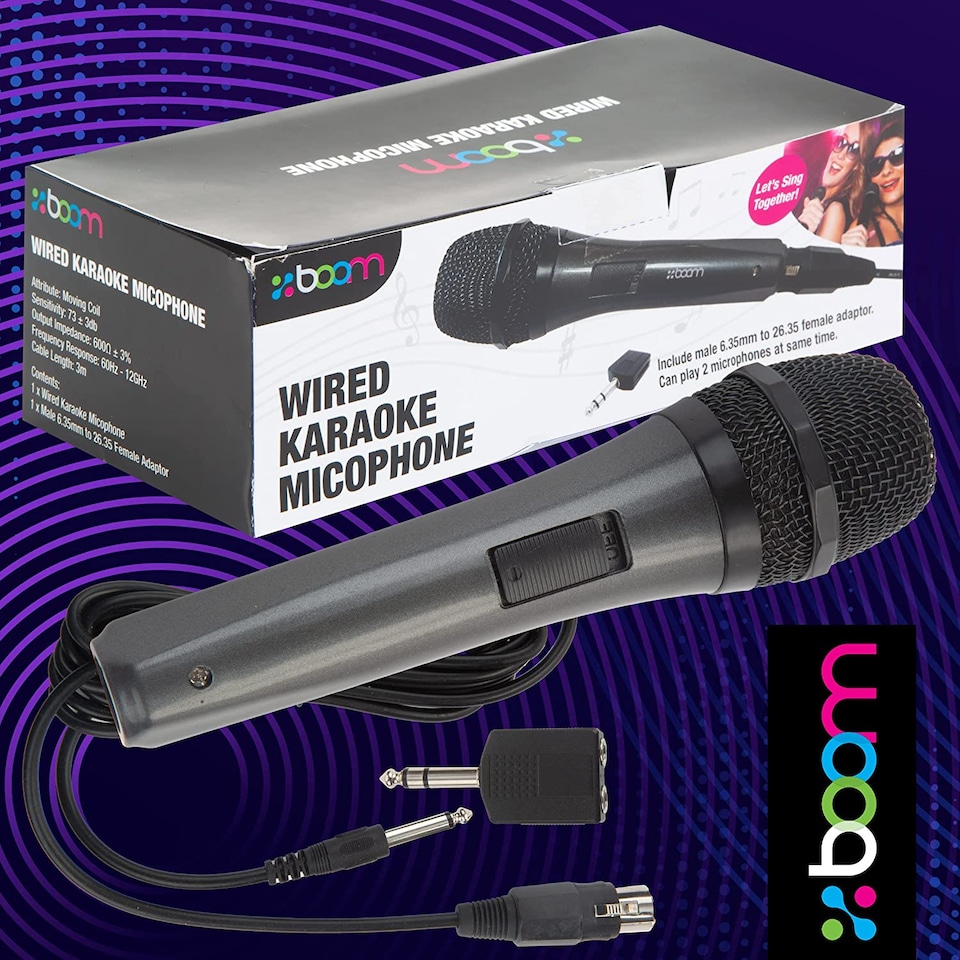 image 1 of PMS Wired Karaoke Microphone with 3m Cable and Adapter - Boom