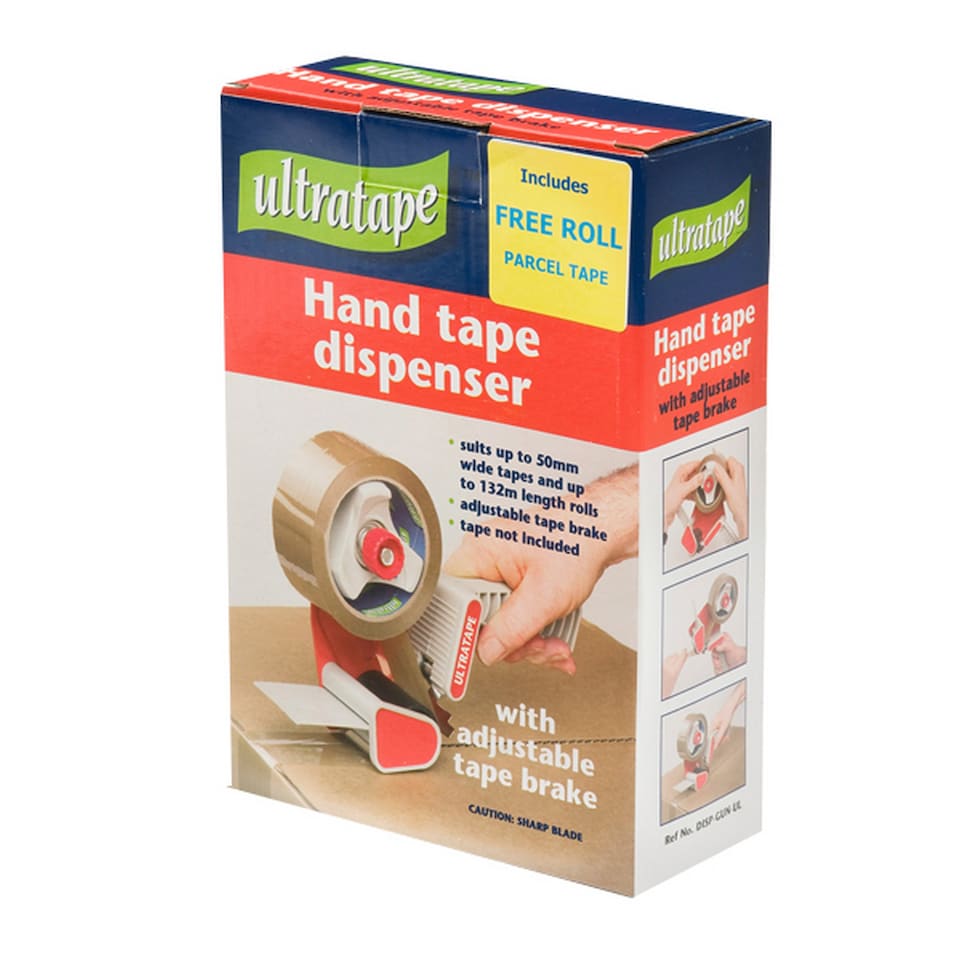 Ultratape 50mm Hand Tape Dispenser With Brake | Brown | Brown | 1