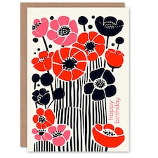 Modern Poppy Anemone Flower Woman Her Birthday Card