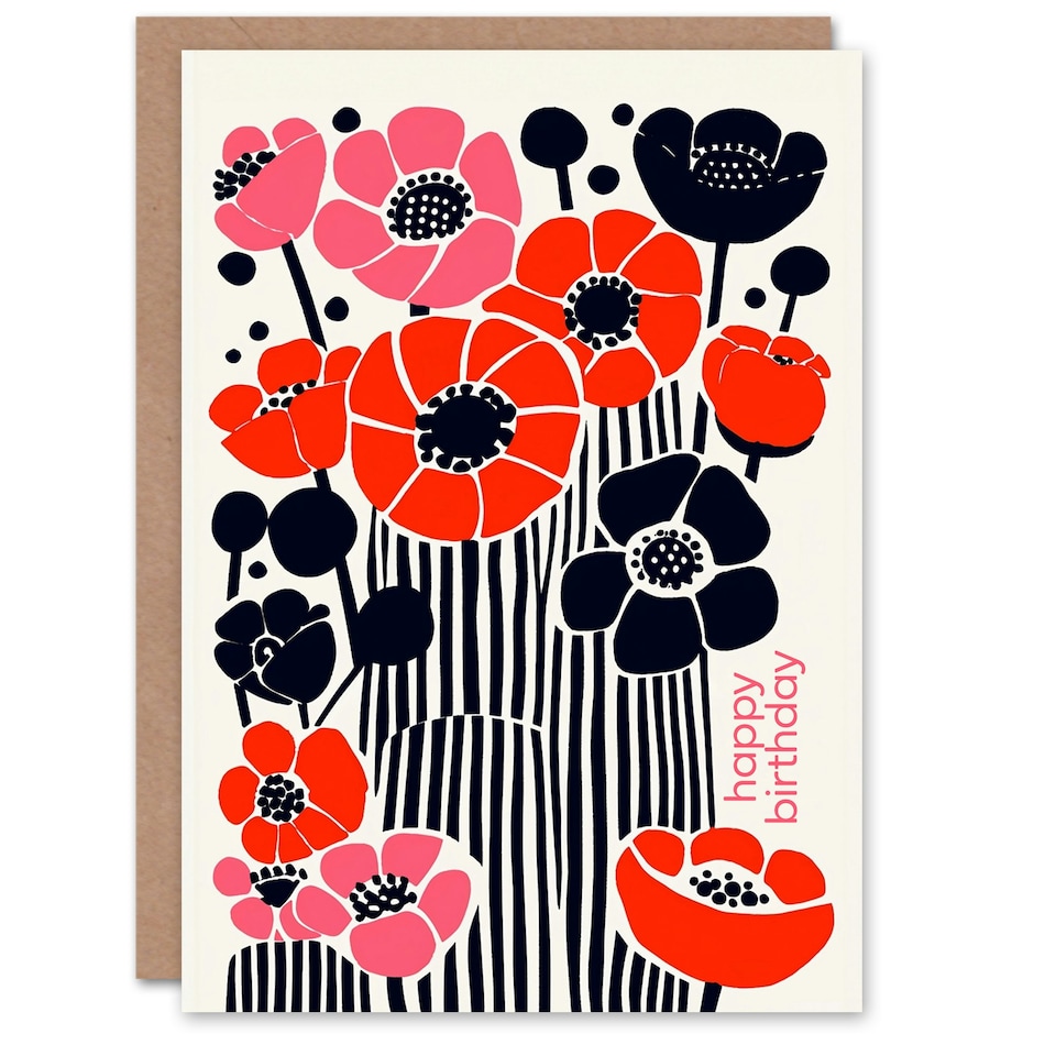 image 1 of Modern Poppy Anemone Flower Woman Her Birthday Card