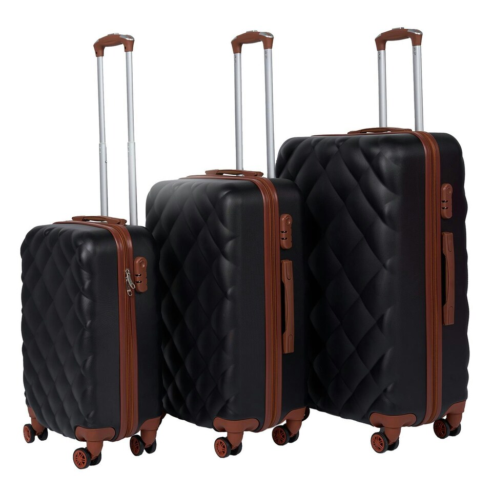 OHS Bordlite Lightweight Hard Shell 4 Wheel Travel Luggage Suitcase Set