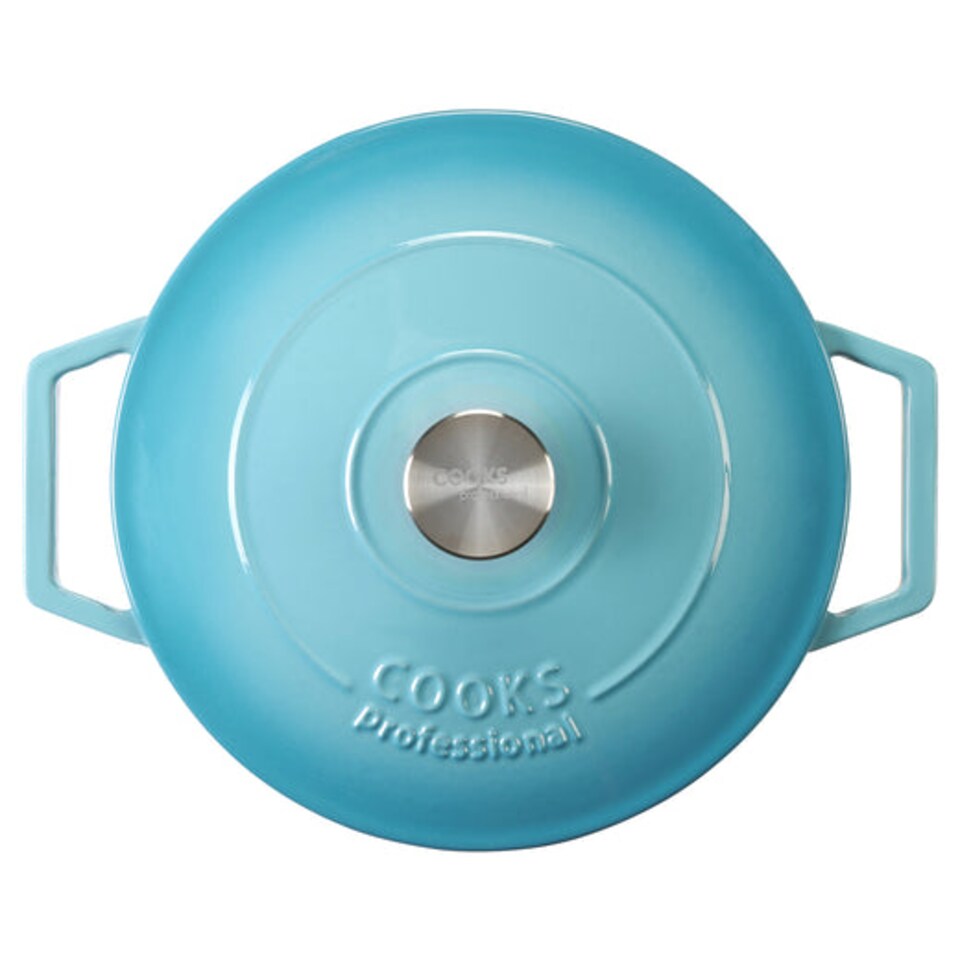 image 1 of Cooks Professional Set of 3 Cast Iron Casserole Dishes 20, 26 & 28cm | Blue | Blue