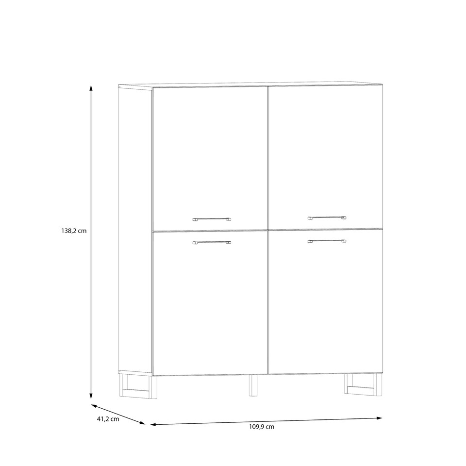 image 1 of Sali 4 Door Highboard in Light Grey