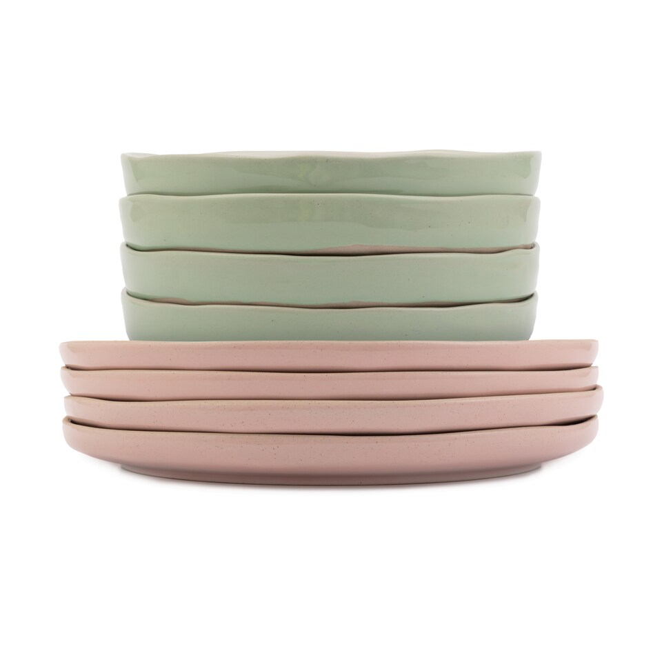 image 1 of Jamie Oliver Big Love Plates and Bowls, Set of 8 | Pink | Pink
