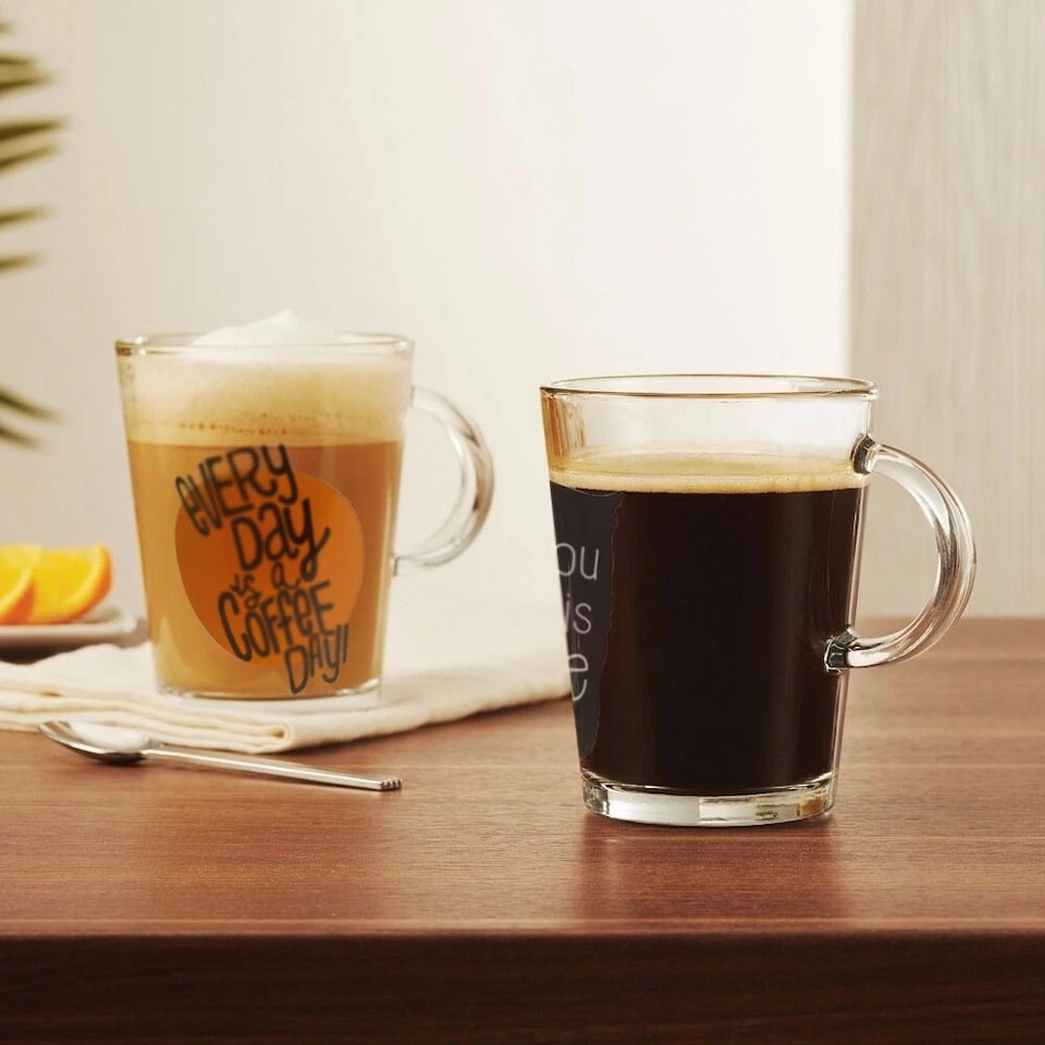 image 1 of 6 x Clear Glass Mugs Coffee Tea Cappuccino Espresso Soup Drinking Cups 290ml Set