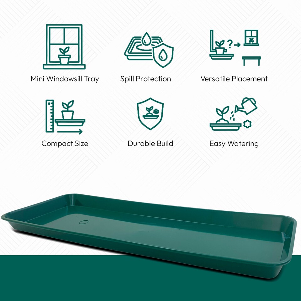 image 1 of 61cm Medium Windowsill Plant Tray Plastic Drip Tray for Indoor Outdoor Plant Pots Pack of 7