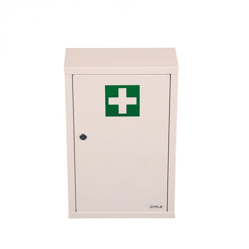 image 1 of Wall Mounted Metal First Aid Medicine Medical Cabinet Locker | White