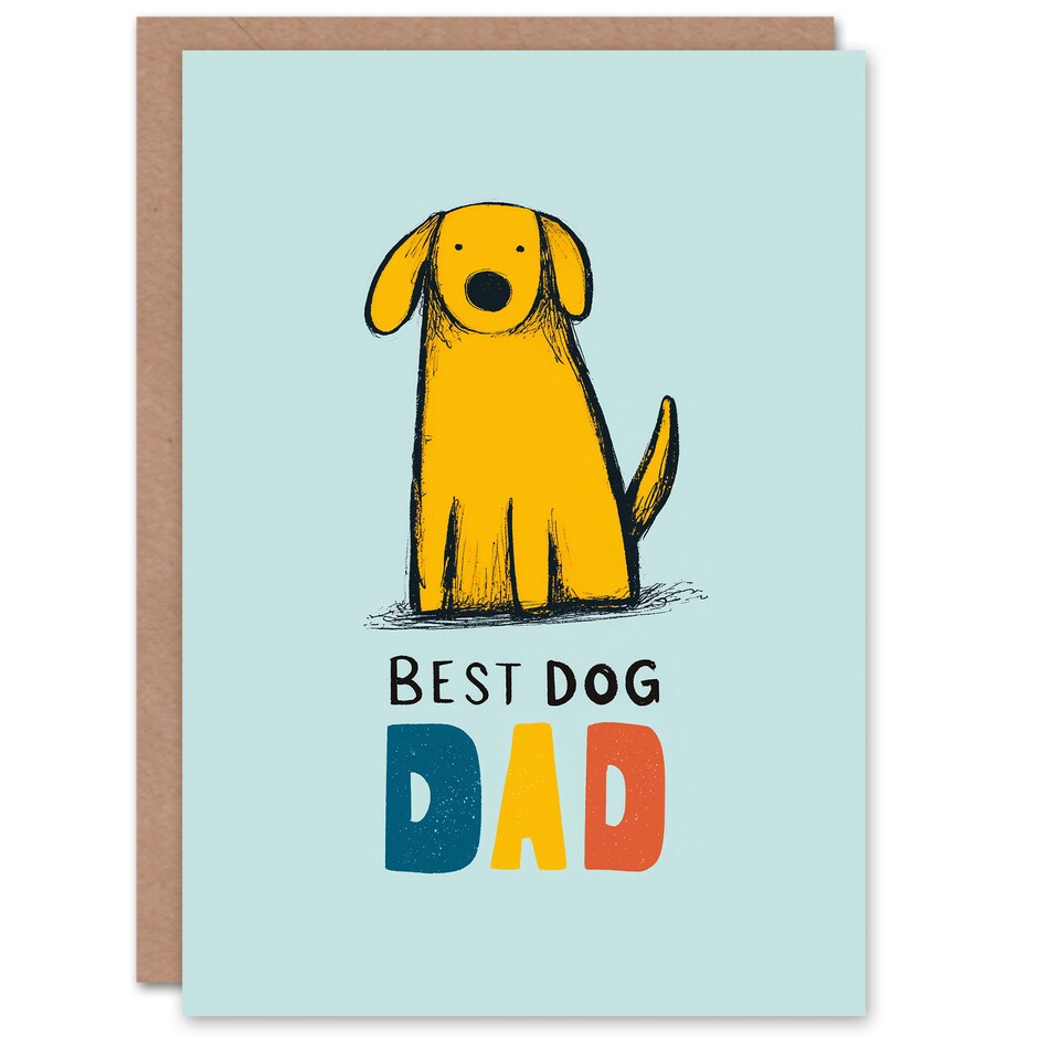 image 1 of Father's Day Card for Dog Dad Best Dog Design Greeting Card Blank Inside