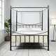 image 3 of Marylebone Traditional Four Poster Canopy Metal Bed Frame | Black | Black & Brass | King