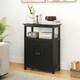 image 7 of COSTWAY Storage Organizer Bathroom Floor Cabinet Black Black