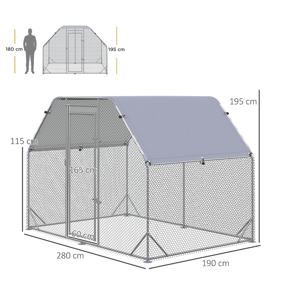 image 1 of PawHut Chicken Run W/ Roof, Walk In Chicken Coop for 4-6 Chickens, Hen House