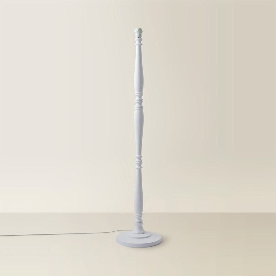 image 1 of ValueLights Victoria White Wood Traditional Stem Floor Lamp Base | White