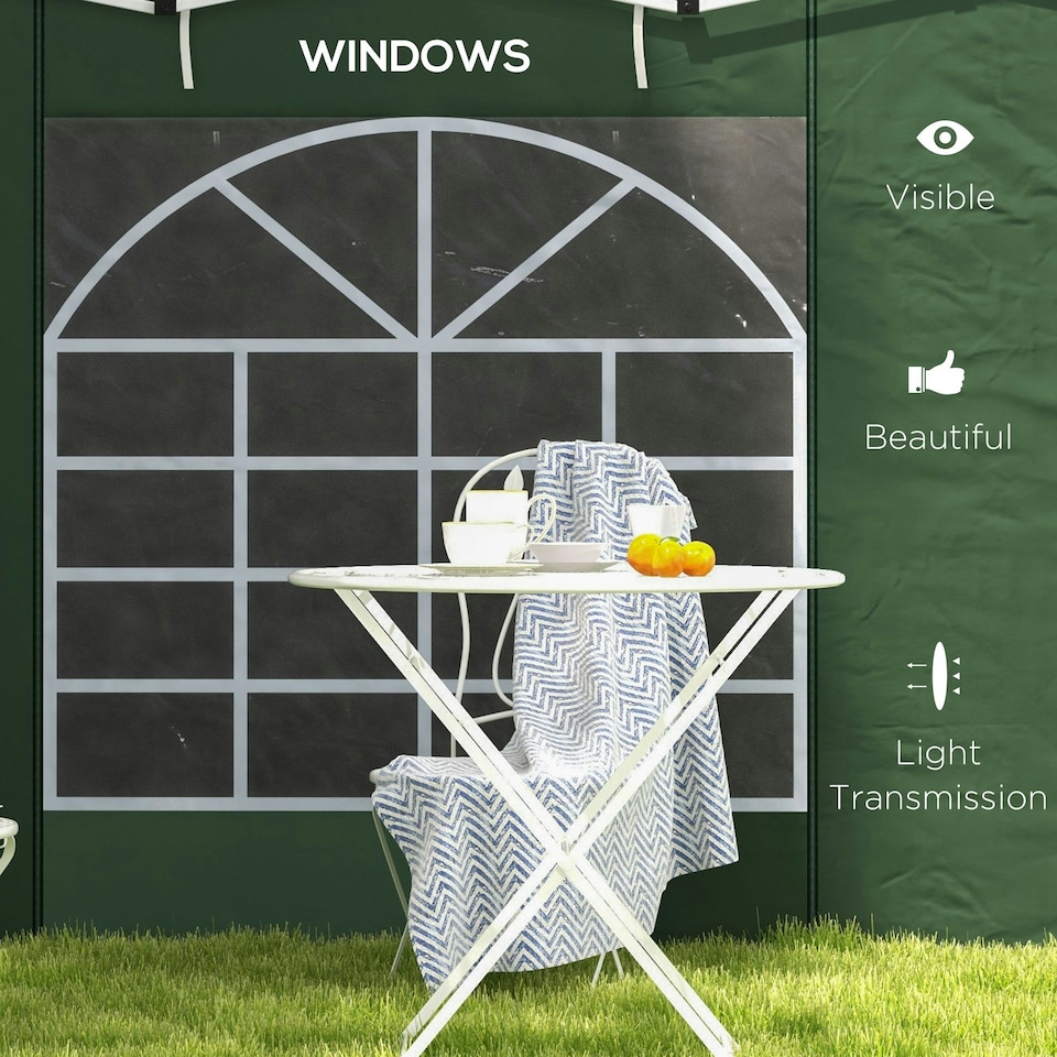 image 1 of Outsunny 3x3(m) or 3x6m Pop Up Gazebo Side Panels Replacement, 2 Pack, Green
