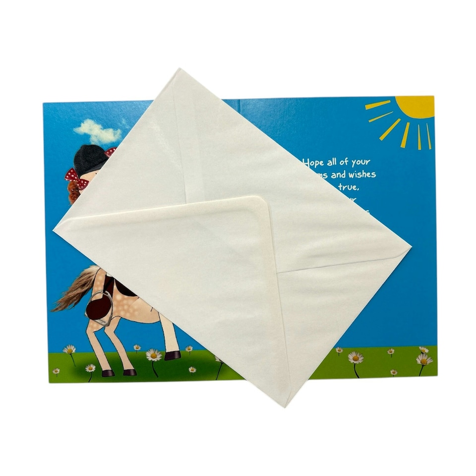 image 1 of Age 7 Juvenile Girl Riding a Horse Birthday Card