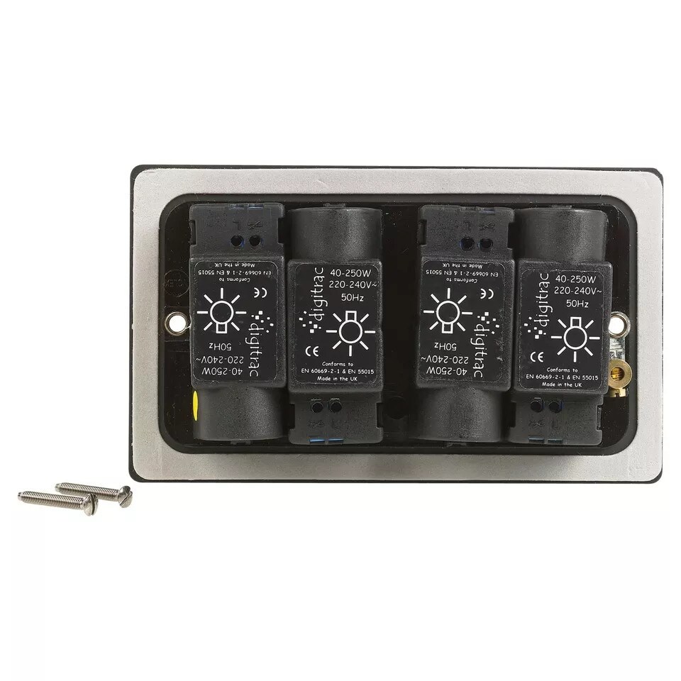 image 1 of Volex Crabtree 4-Gang Dimmer Light Switch - Flush Style