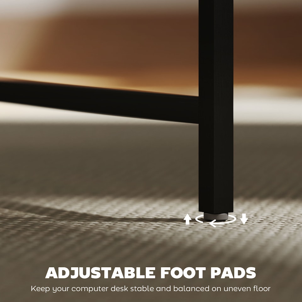 image 1 of HOMCOM 100cm Computer Desk with LED Lights and Power Outlets, Gaming Desk with Monitor Stand, Computer Table with Remote for Home Office Study, Rustic Brown