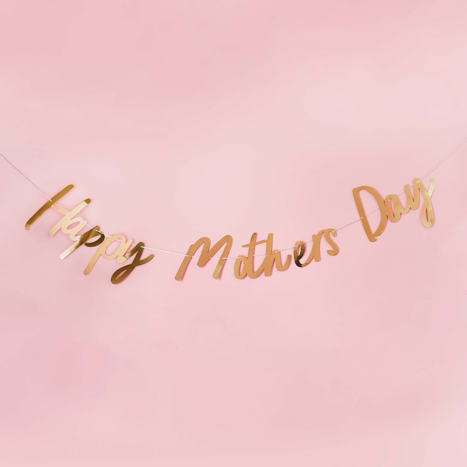image 1 of Hootyballoo Gold 'Happy Mothers Day' Card Banner 2m