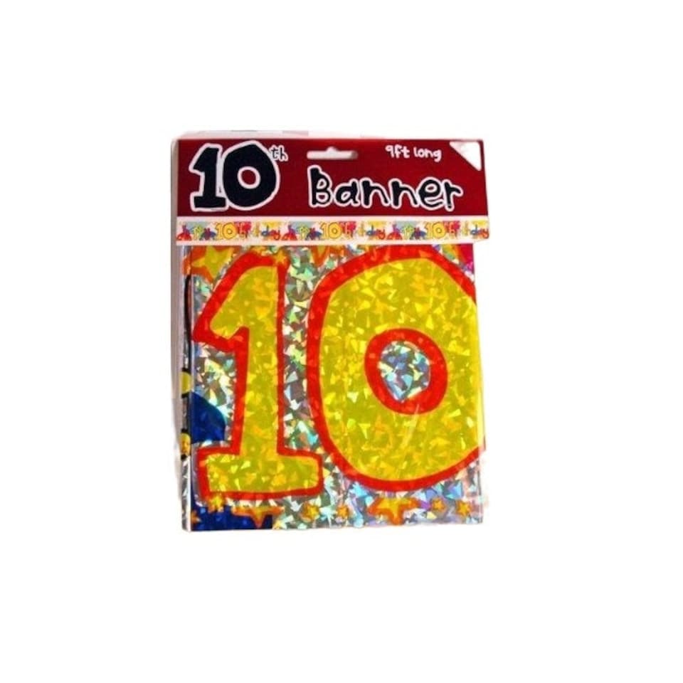 10th Birthday Banner - Multicoloured - One Size