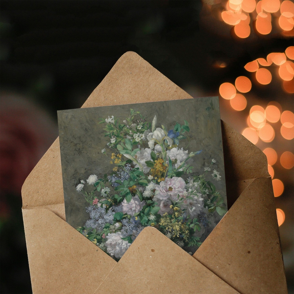 image 1 of Pierre Auguste Renoir Art Card Spring Bouquet in Vase