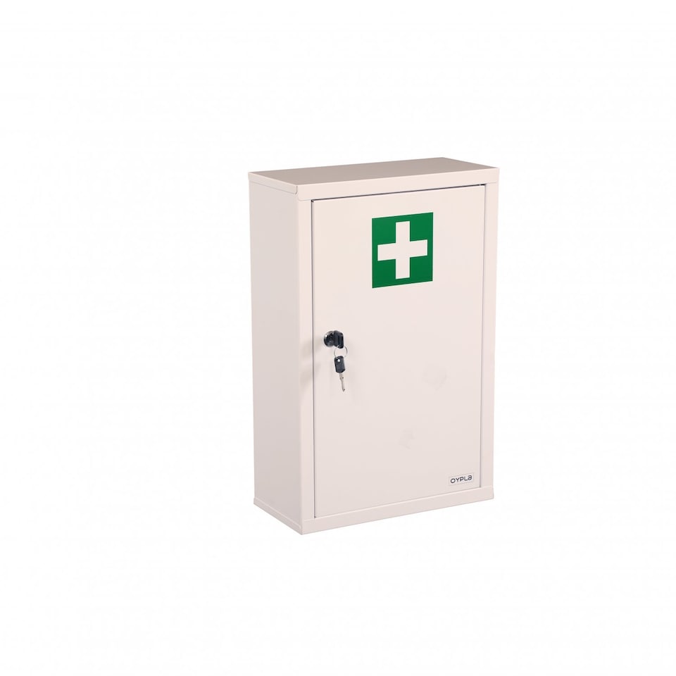 image 1 of Wall Mounted Metal First Aid Medicine Medical Cabinet Locker | White