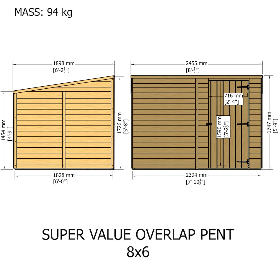 image 1 of Super Value Overlap Pent Shed 8x6 SD