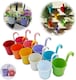 image 1 of Hanging Plant Pots Metal Flower Pot Vase Bucket Hanging Garden Planter with Drainage Hole, Balcony Home | Multi
