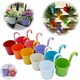 image 1 of Hanging Plant Pots Metal Flower Pot Vase Bucket Hanging Garden Planter with Drainage Hole, Balcony Home Multi
