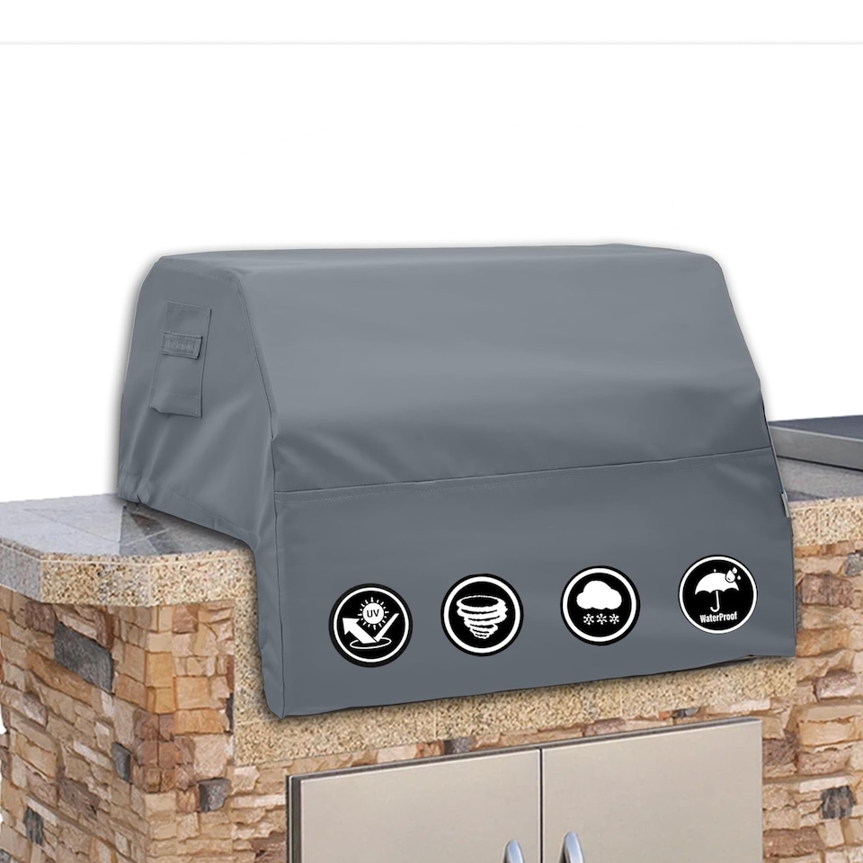 image 1 of Covers&All Built-in Outdoor Grill Cover, Durable 12 Oz Waterproof Cover Max Material with Air Pocket, 36 in W x 26 in D x 24 in H, Grey